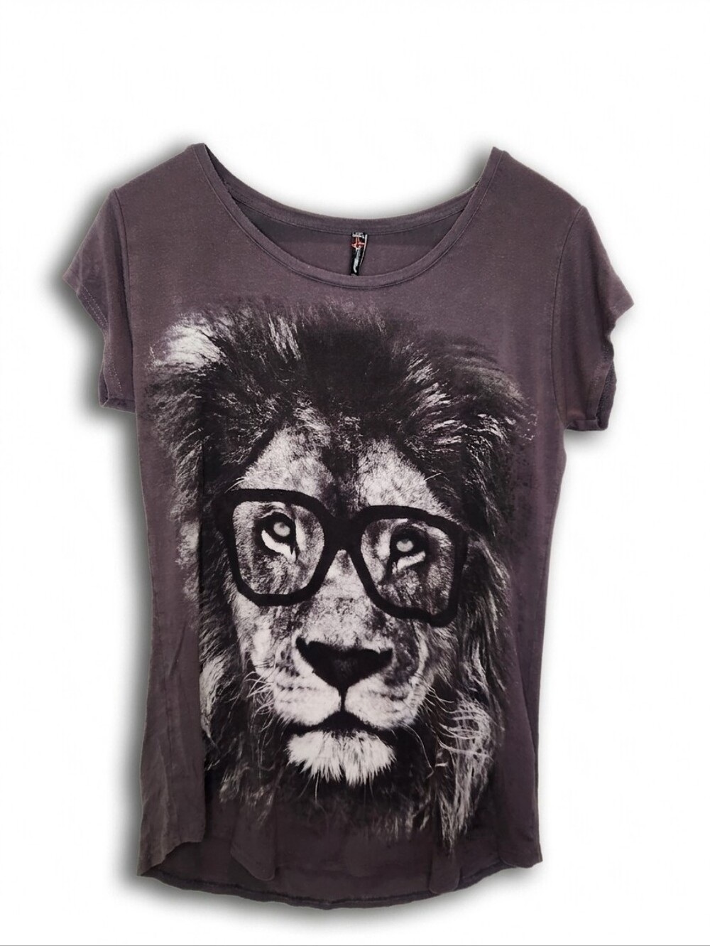 🟣 Sz M Graphic Lion Tee in Charcoal Grey